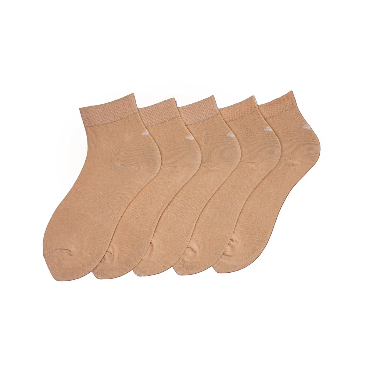 Young Wings Women s Beige Colour Cotton Fabric Solid Ankle Length Socks Pack of 5 Style no. 5101 W1 Beige Free size