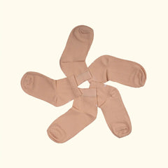 Young Wings Women's Beige Colour Cotton Fabric Solid Ankle Length Socks - Pack of 5, Style no. 5101-W1
