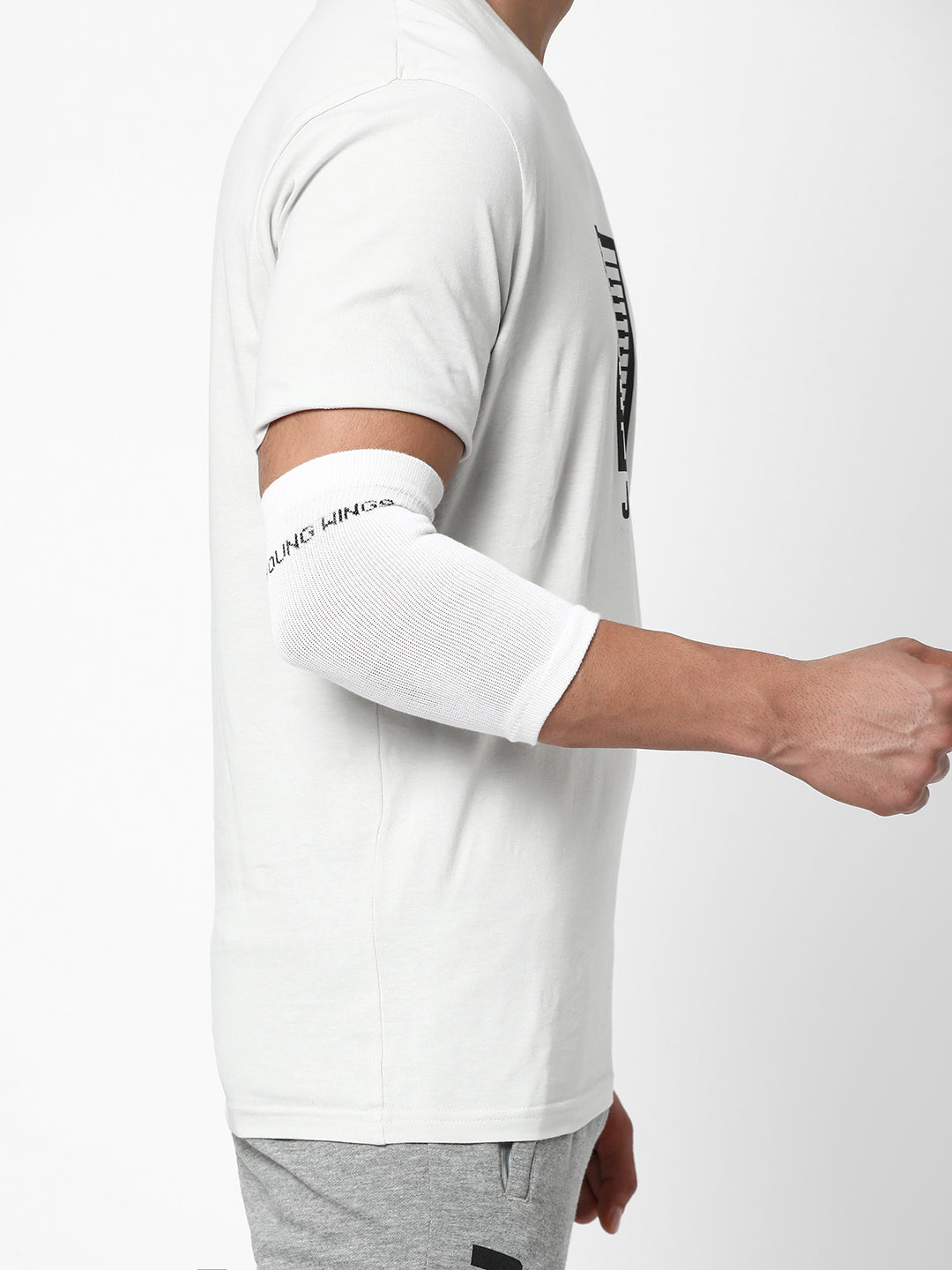 Young Wings Antibacterial Bamboo Fabric Elbow Protector for Unisex- Pack of 2 Pairs, colour: White