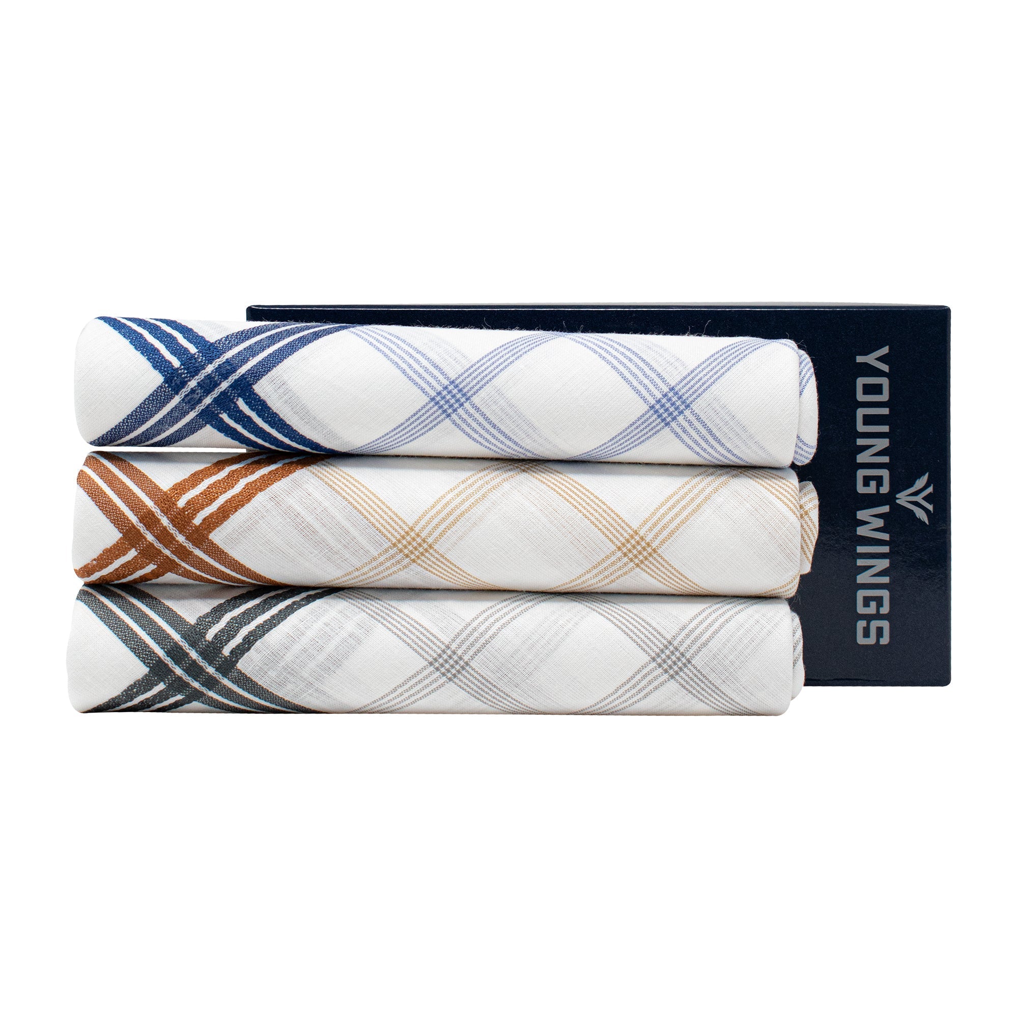 Men's Imerial Premium Cotton 3 Piece Handkerchief Set - White Stripe