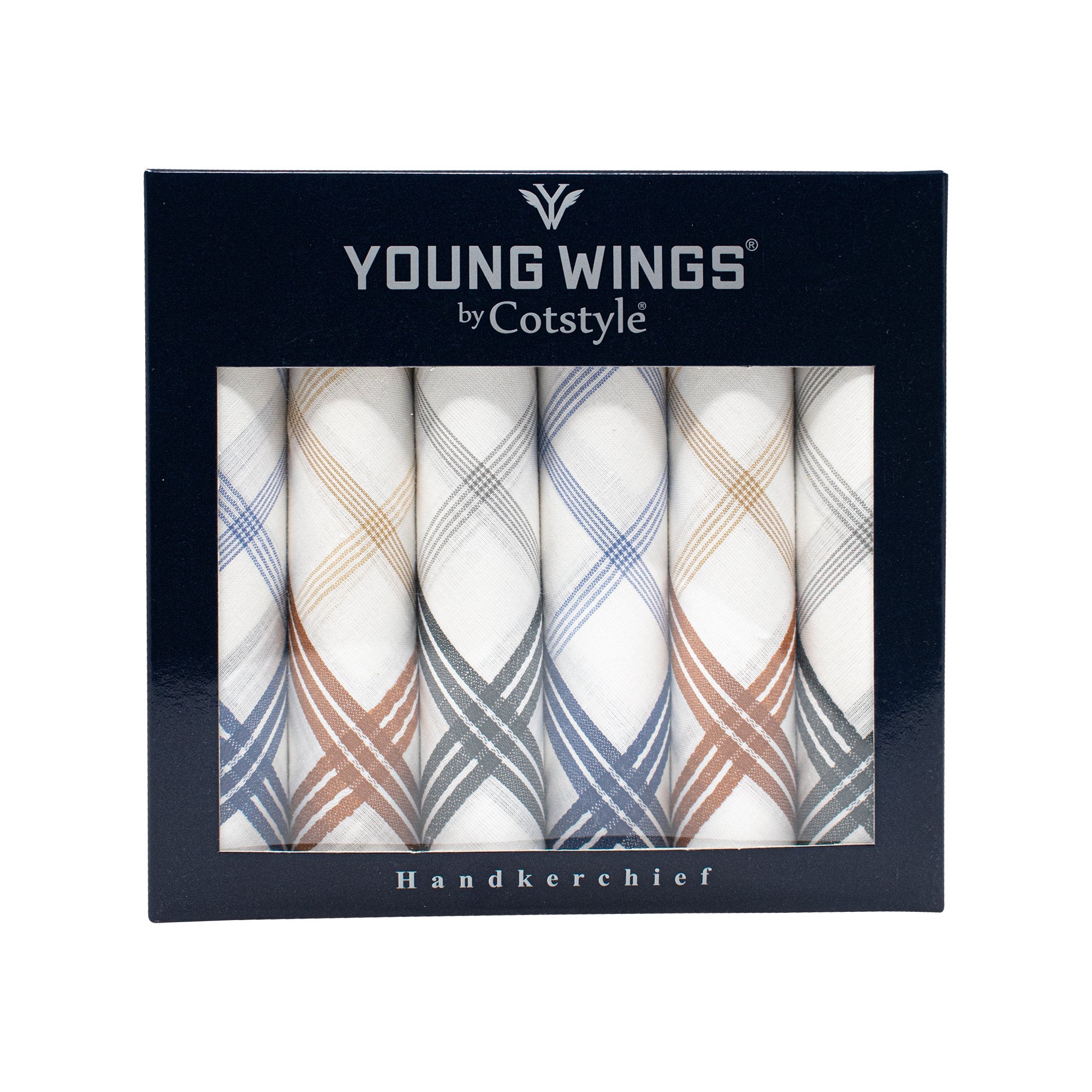 Men's Imerial Premium Cotton 6 Piece Handkerchief Set - White Stripe