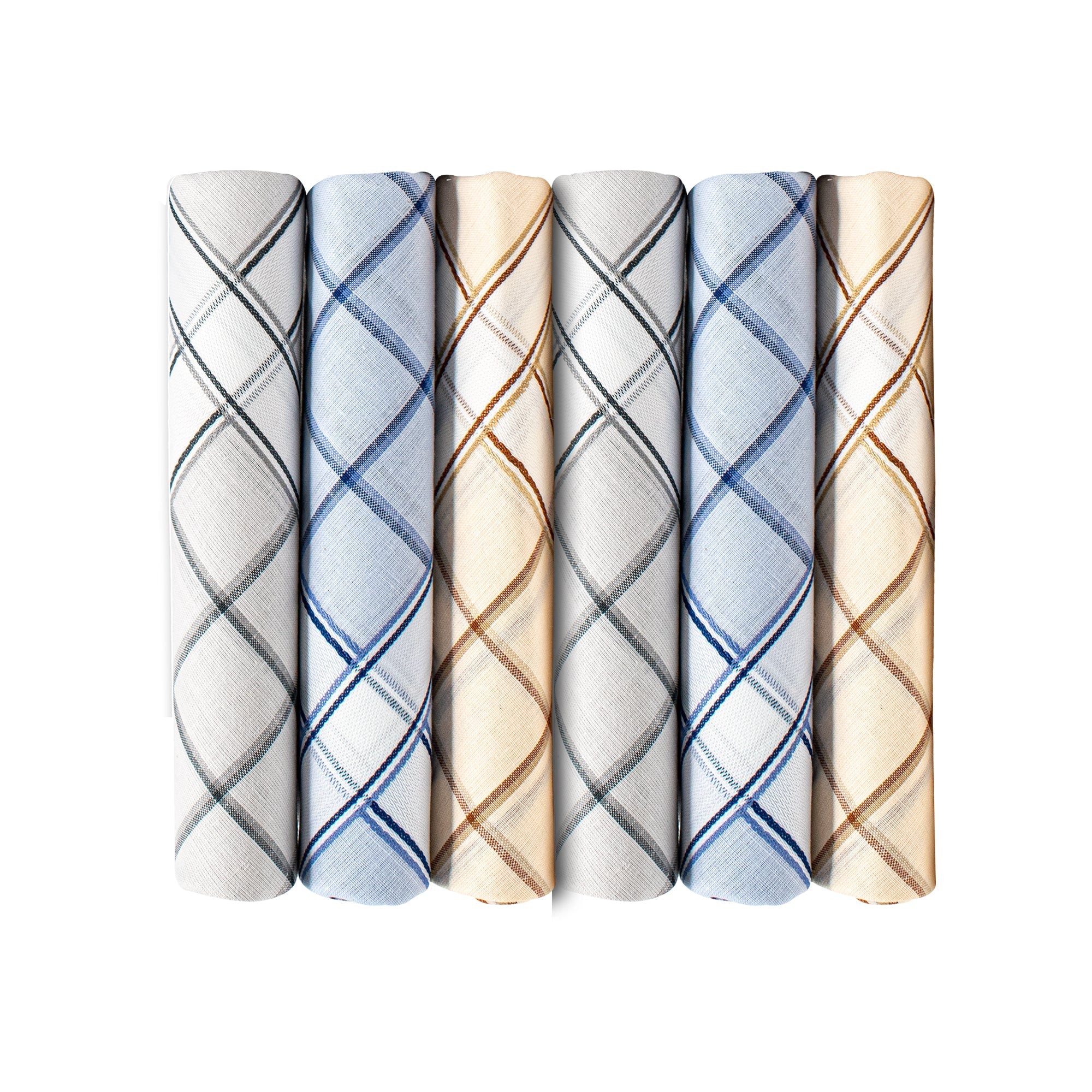 Men's Imerial Premium Cotton 6 Piece Handkerchief Set - Pastel Stripe