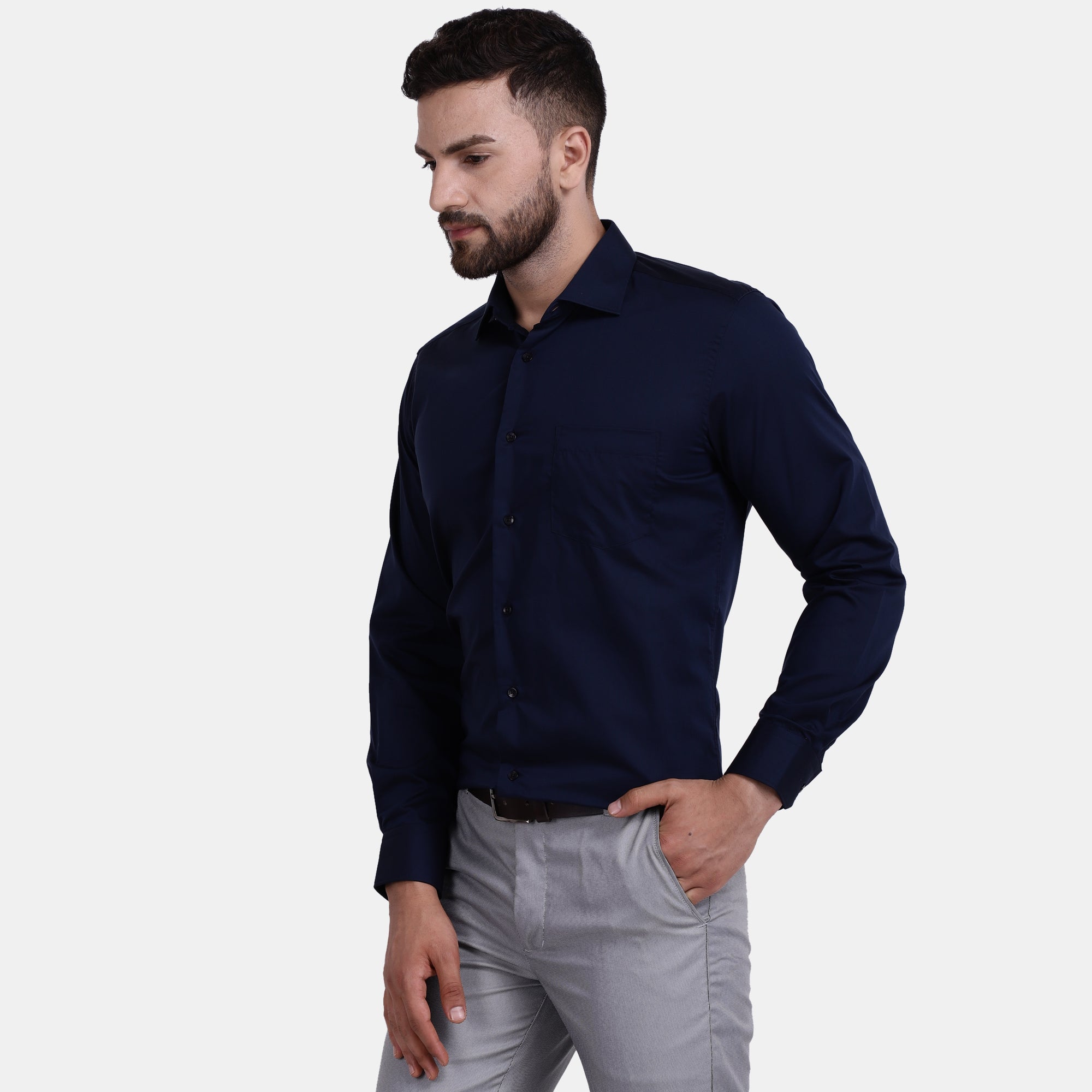 Men's Luthai Supima Mercerised Cotton Solid Slim Fit Dress Shirt