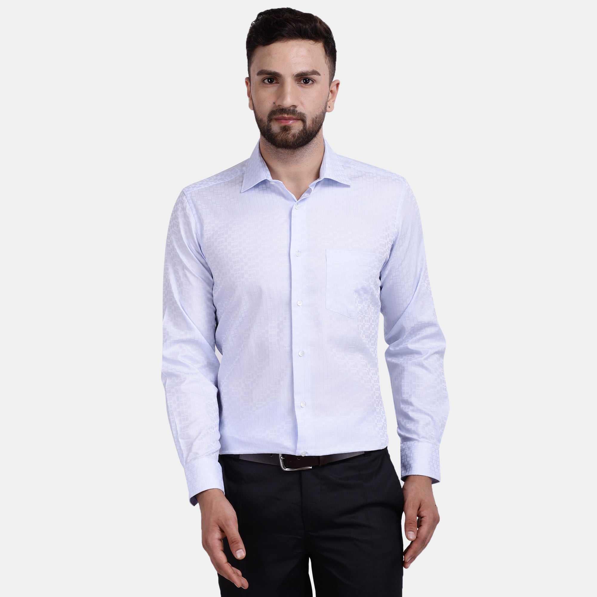 Men's Luthai Supima Mercerised Cotton Textured Jacquard Design Regular Fit Shirt