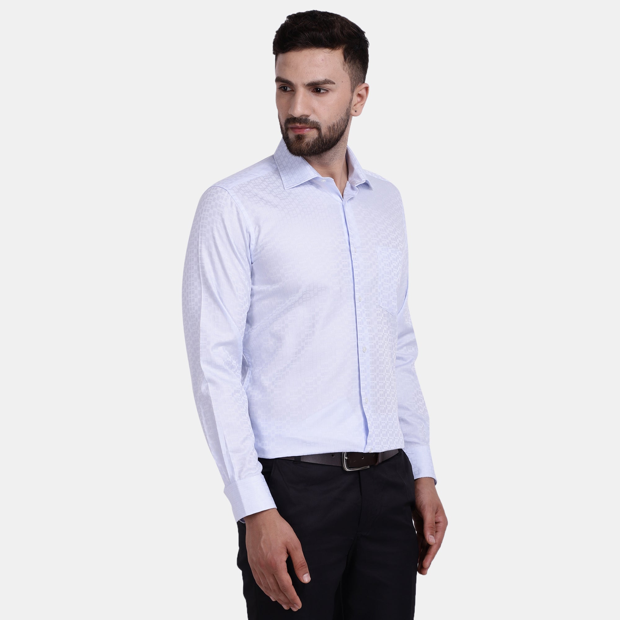 Men's Luthai Supima Mercerised Cotton Textured Jacquard Design Regular Fit Shirt