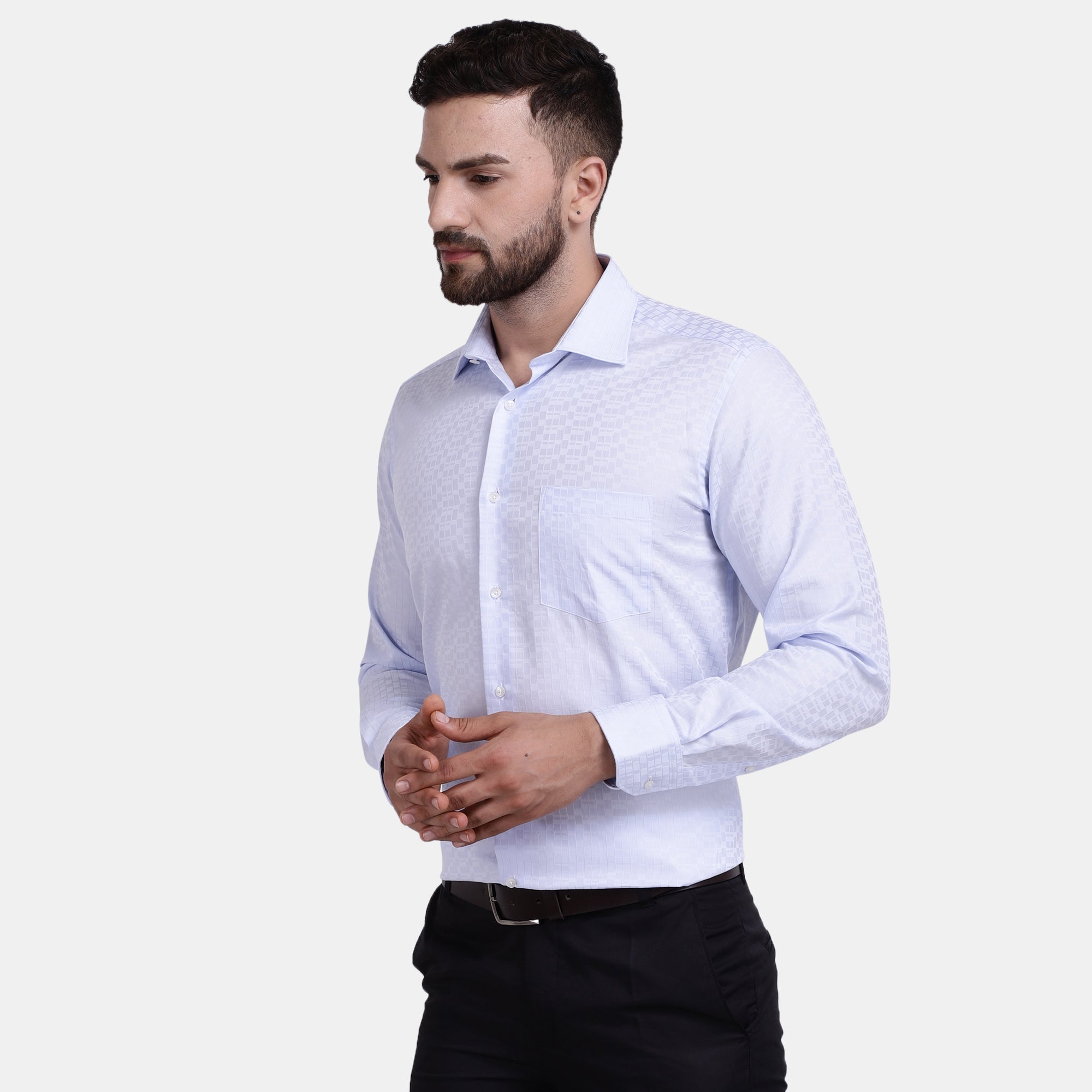 Men's Luthai Supima Mercerised Cotton Textured Jacquard Design Regular Fit Shirt