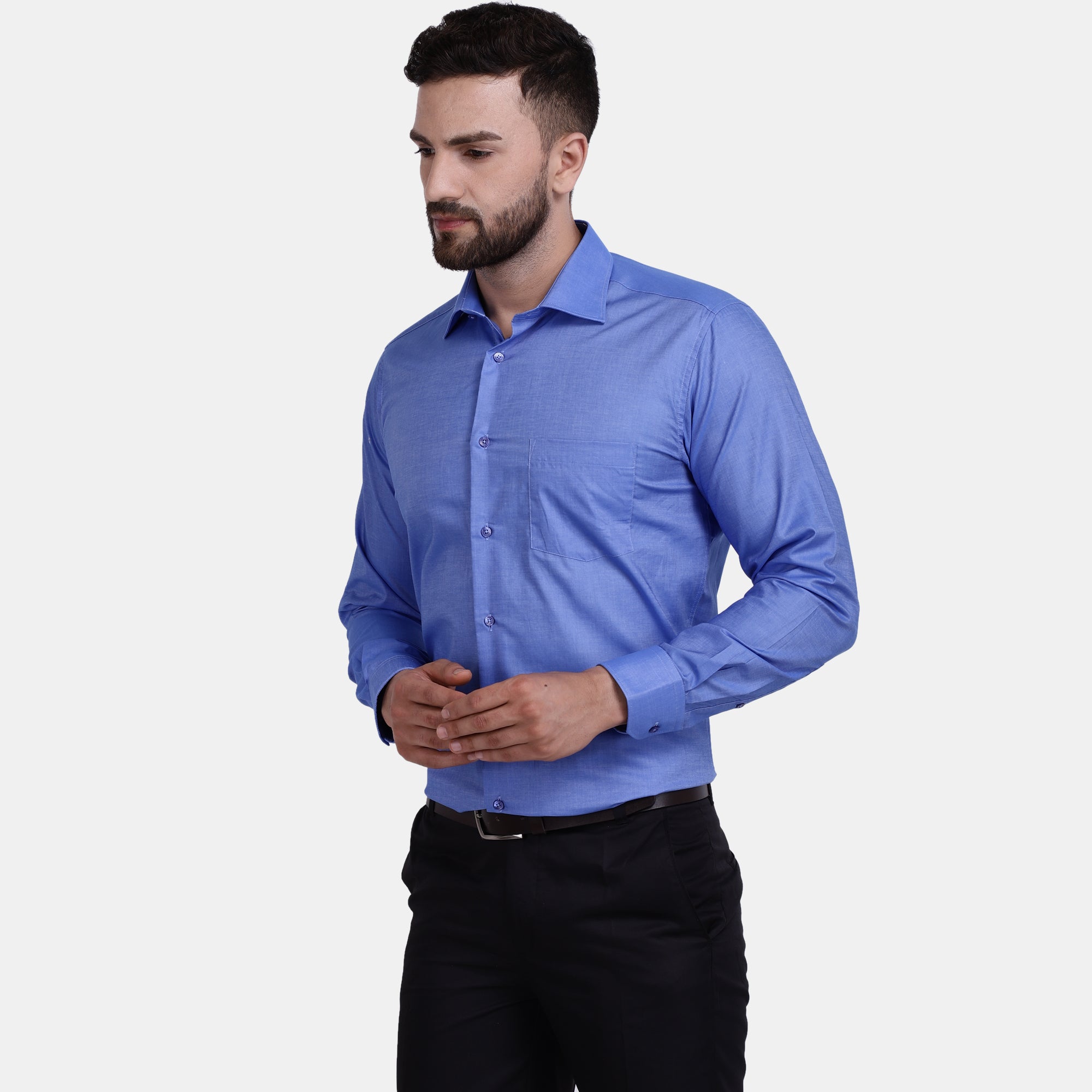 Men's Luthai Supima Mercerised Cotton Solid Regular Fit Dress Shirt