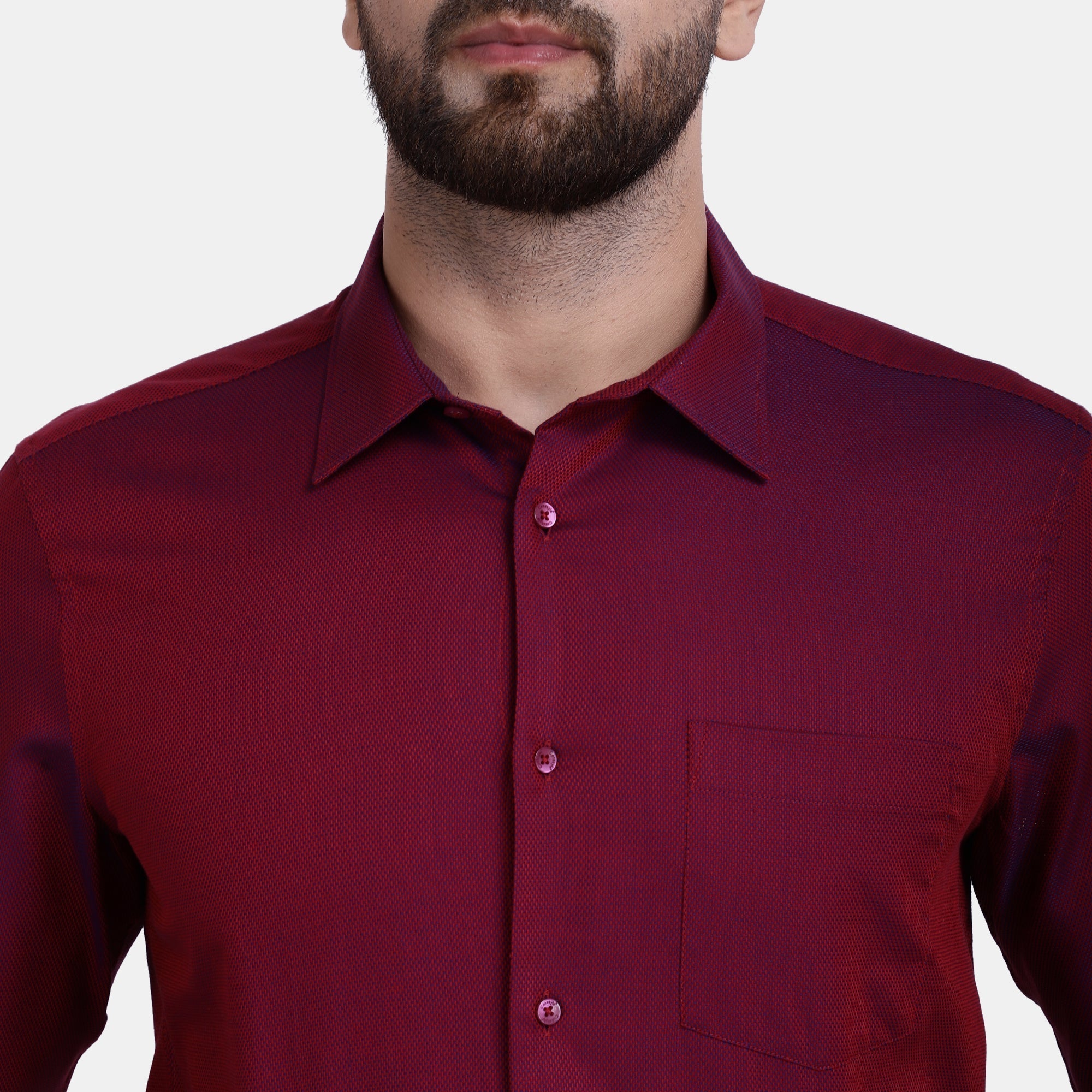 Men's Luthai Supima Mercerised Cotton Bitone Textured Regular/Slim Fit Shirt