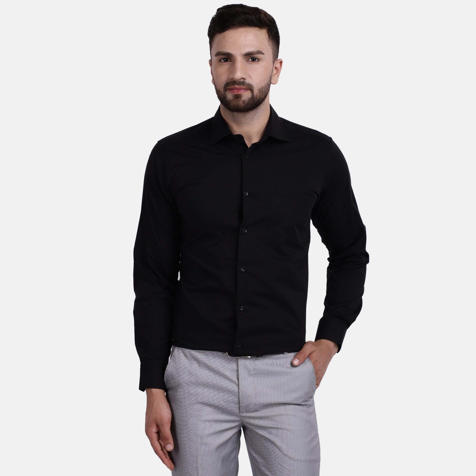 Men's Luthai Supima Mercerised Cotton Solid Regular Fit Dress Shirt