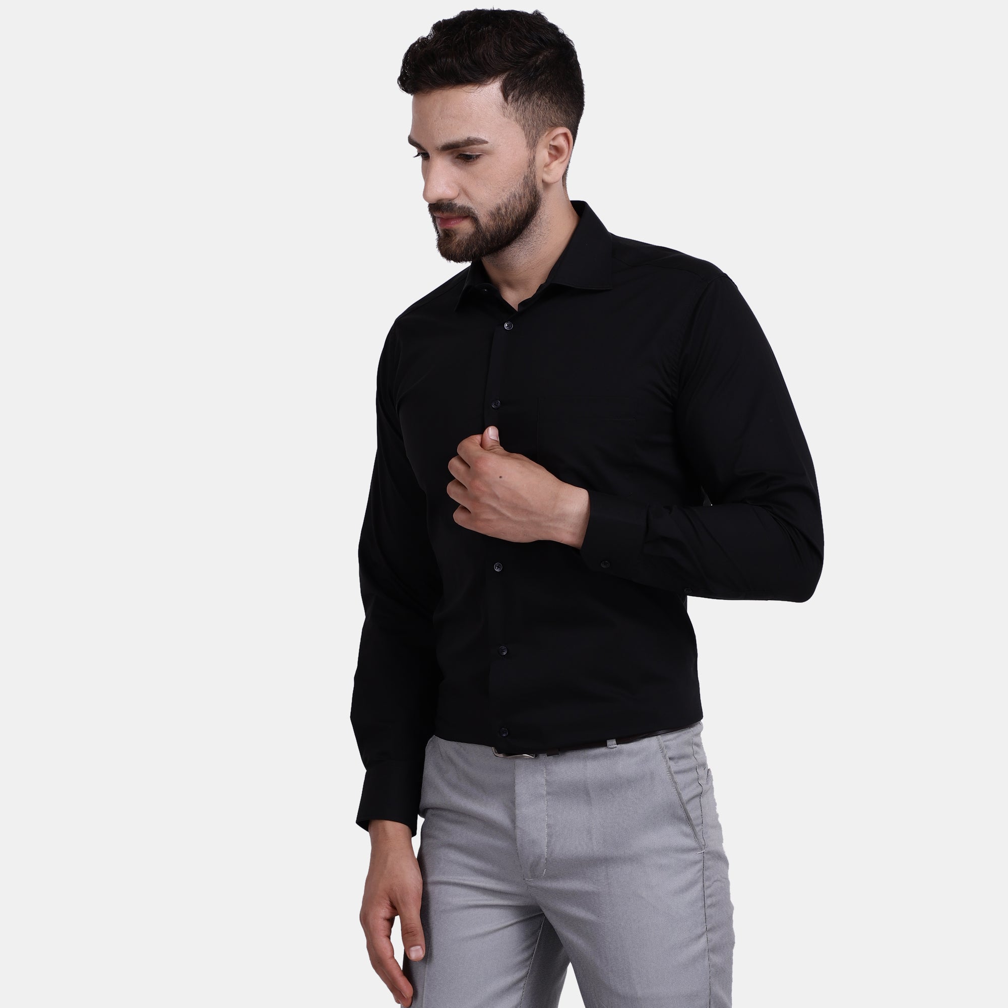 Men's Luthai Supima Mercerised Cotton Solid Regular Fit Dress Shirt