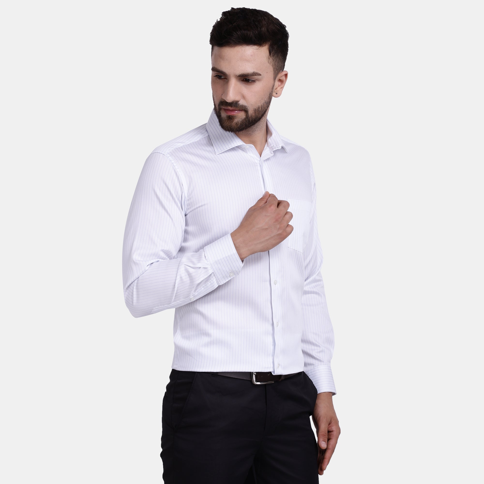 Men's Luthai Supima Mercerised Cotton Striper Design Regular Fit Dress Shirt