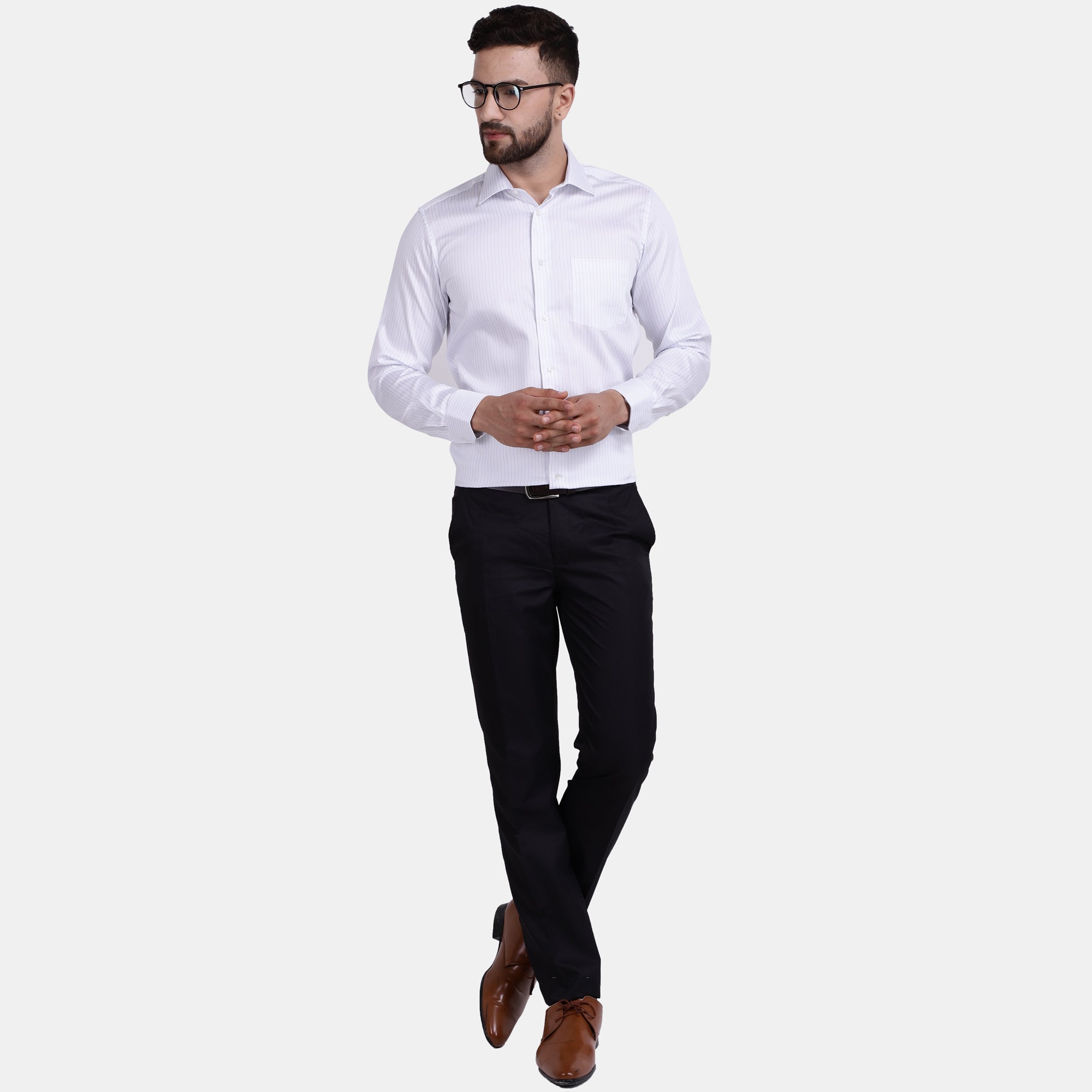 Men's Luthai Supima Mercerised Cotton Striper Design Regular Fit Dress Shirt
