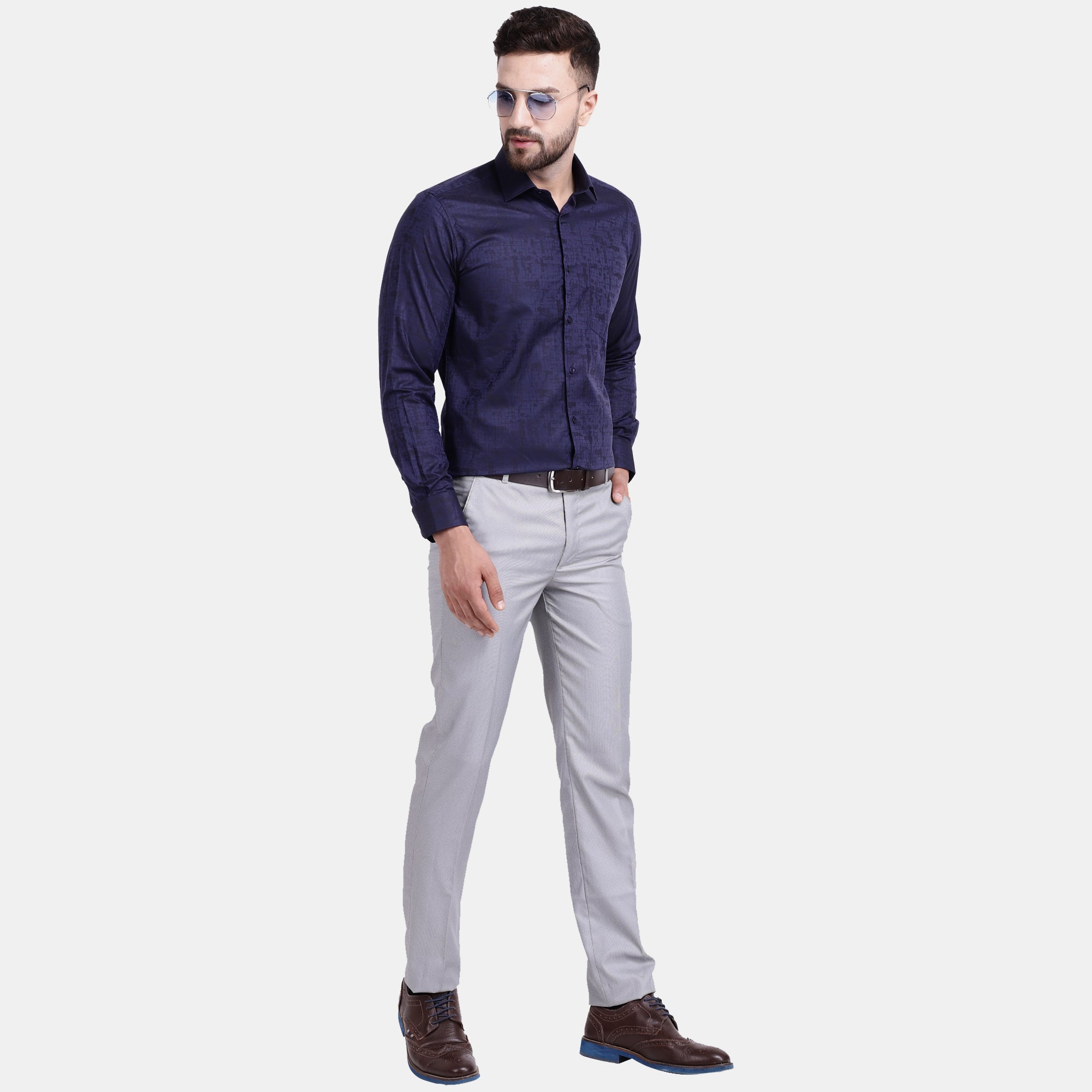 Men's Luthai Supima Mercerised Cotton Subtle Textured Abstract Jacquard Design Regular Fit Shirt