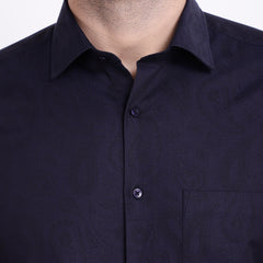 Men's Luthai Supima Mercerised Cotton Herringbone Textured Paisley Motif Jacquard Design Regular Fit Shirt