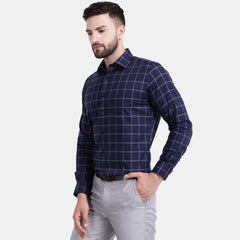 Men's Luthai Supima Mercerised Cotton Large Checks Design Regular Fit Dress Shirt