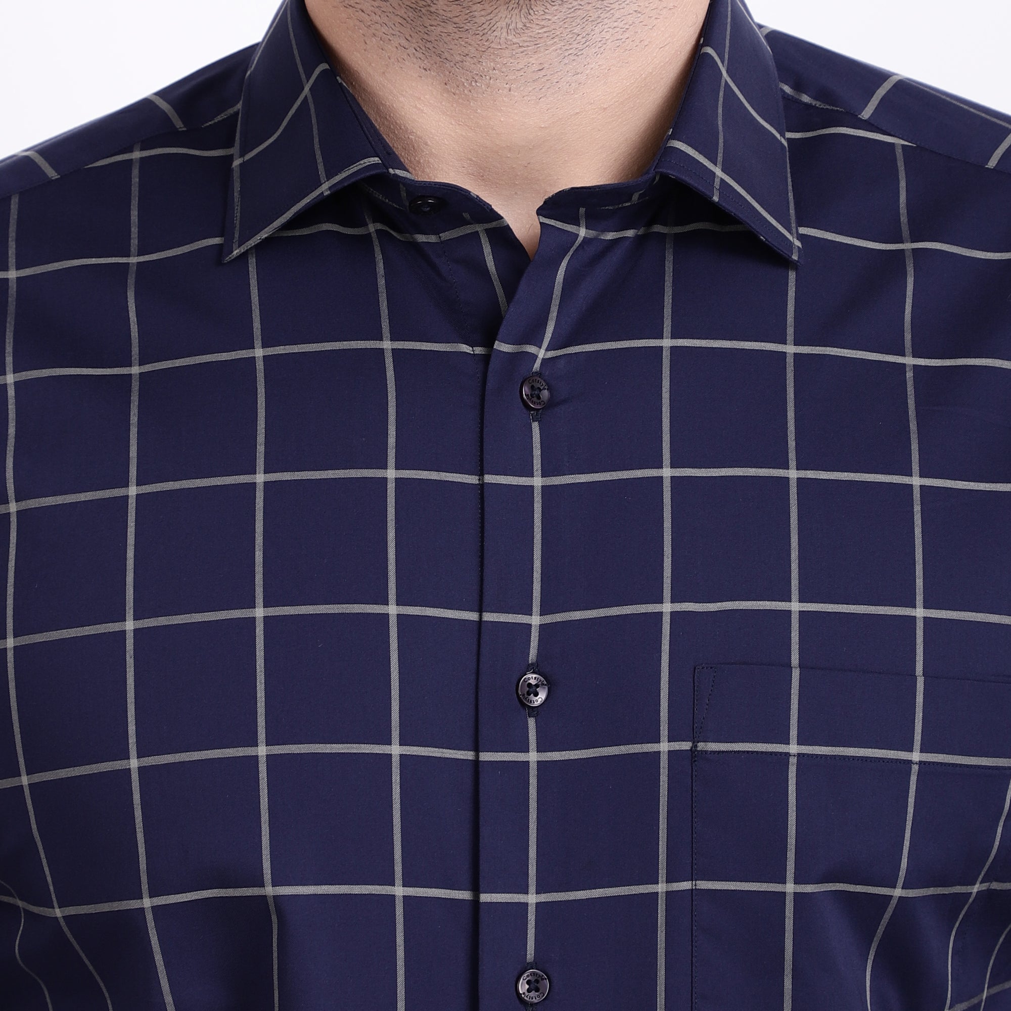 Men's Luthai Supima Mercerised Cotton Large Checks Design Regular Fit Dress Shirt