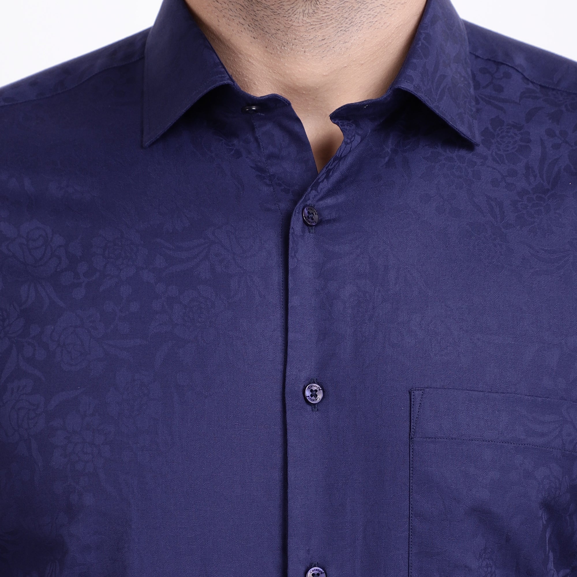 Men's Luthai Supima Mercerised Cotton Floral Textured Jacquard Design Regular Fit Shirt