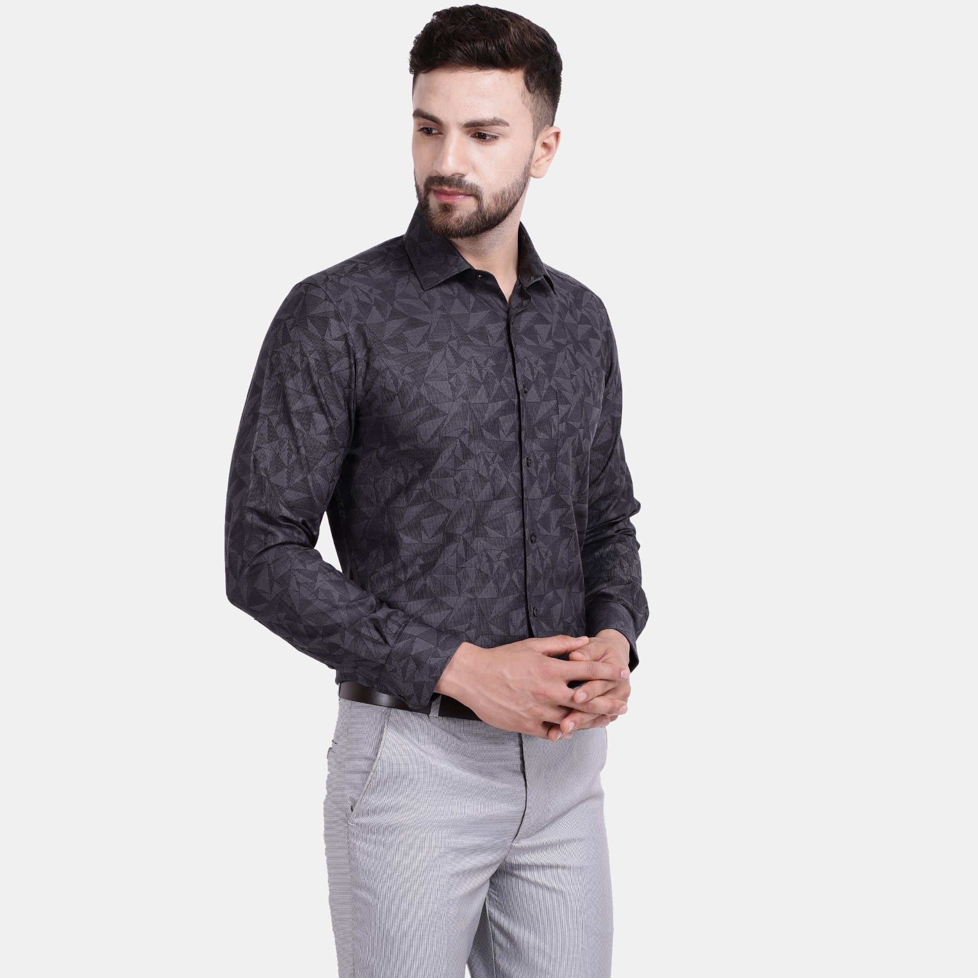 Men's Luthai Supima Mercerised Cotton Abstract Textured Jacquard Design Regular Fit Shirt