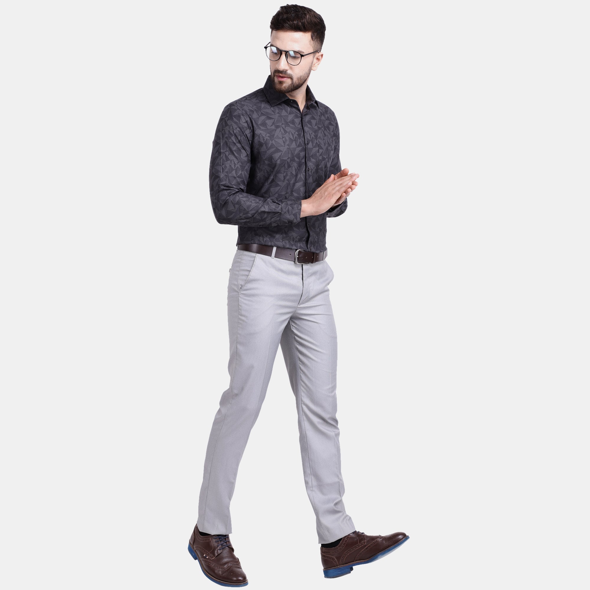 Men's Luthai Supima Mercerised Cotton Abstract Textured Jacquard Design Regular Fit Shirt