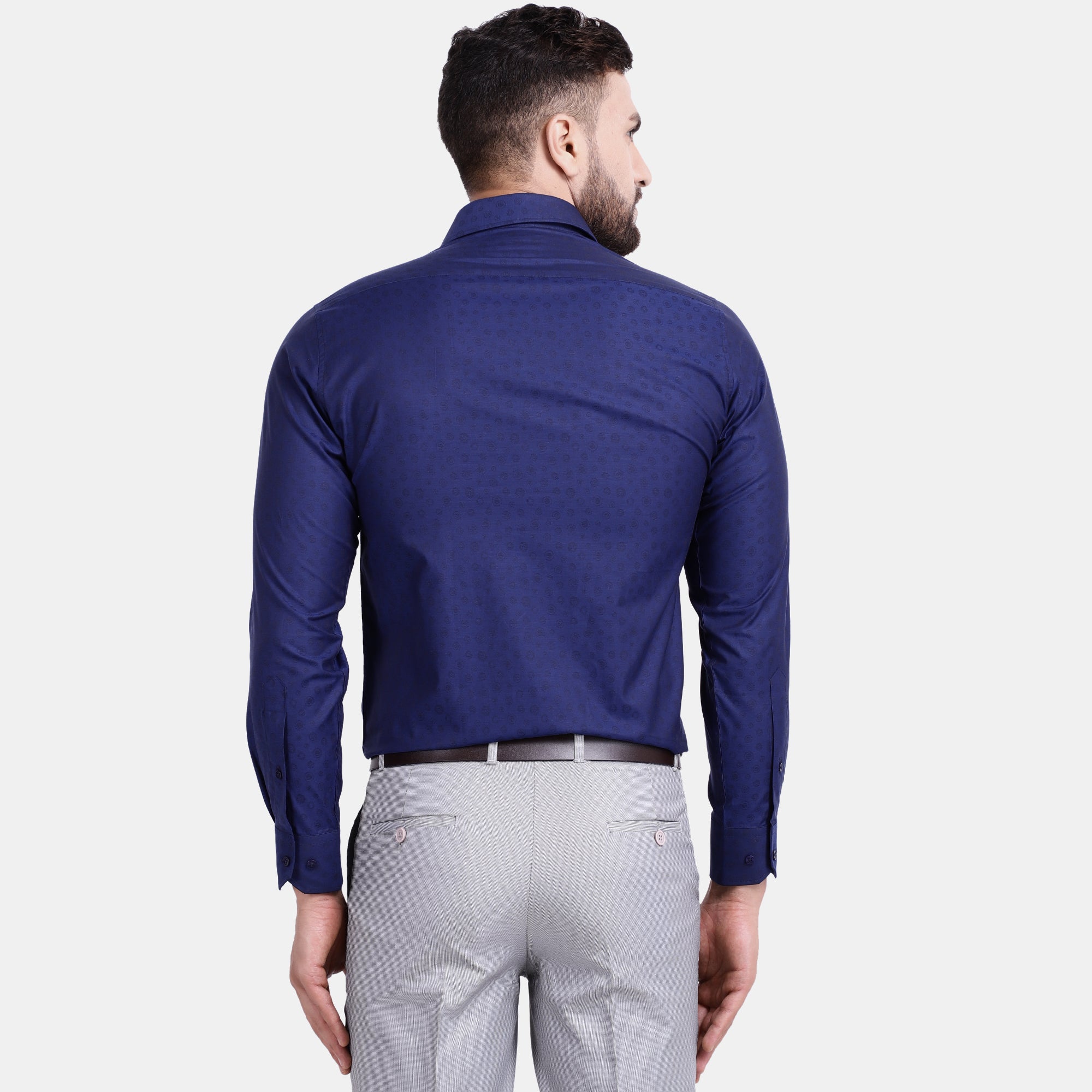 Men's Luthai Supima Mercerised Cotton Subtle Circle Textured Jacquard Design Regular Fit Shirt