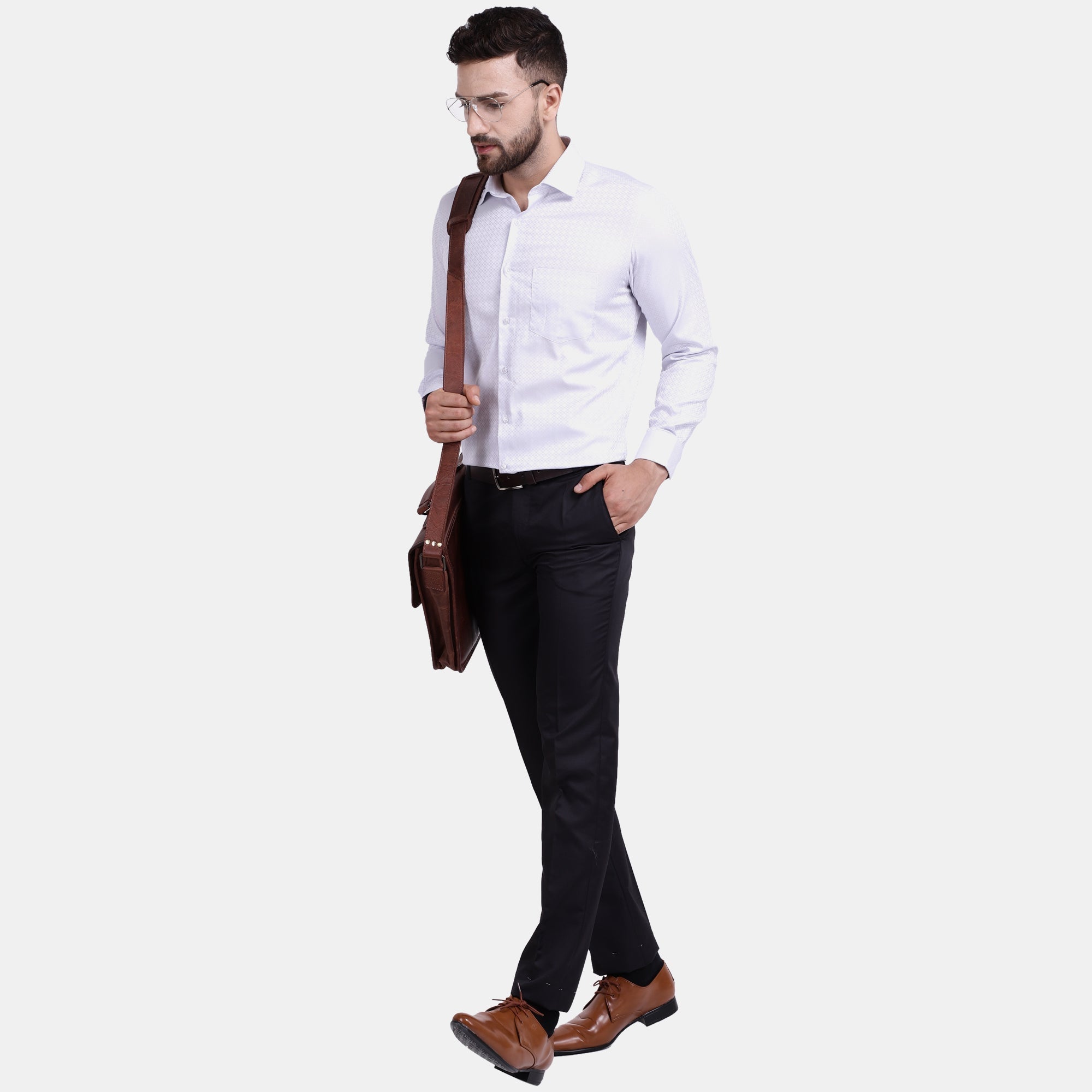 Men's Luthai Supima Mercerised Cotton Abstract Pattern with Satin Textured Jacquard Design Regular Fit Shirt