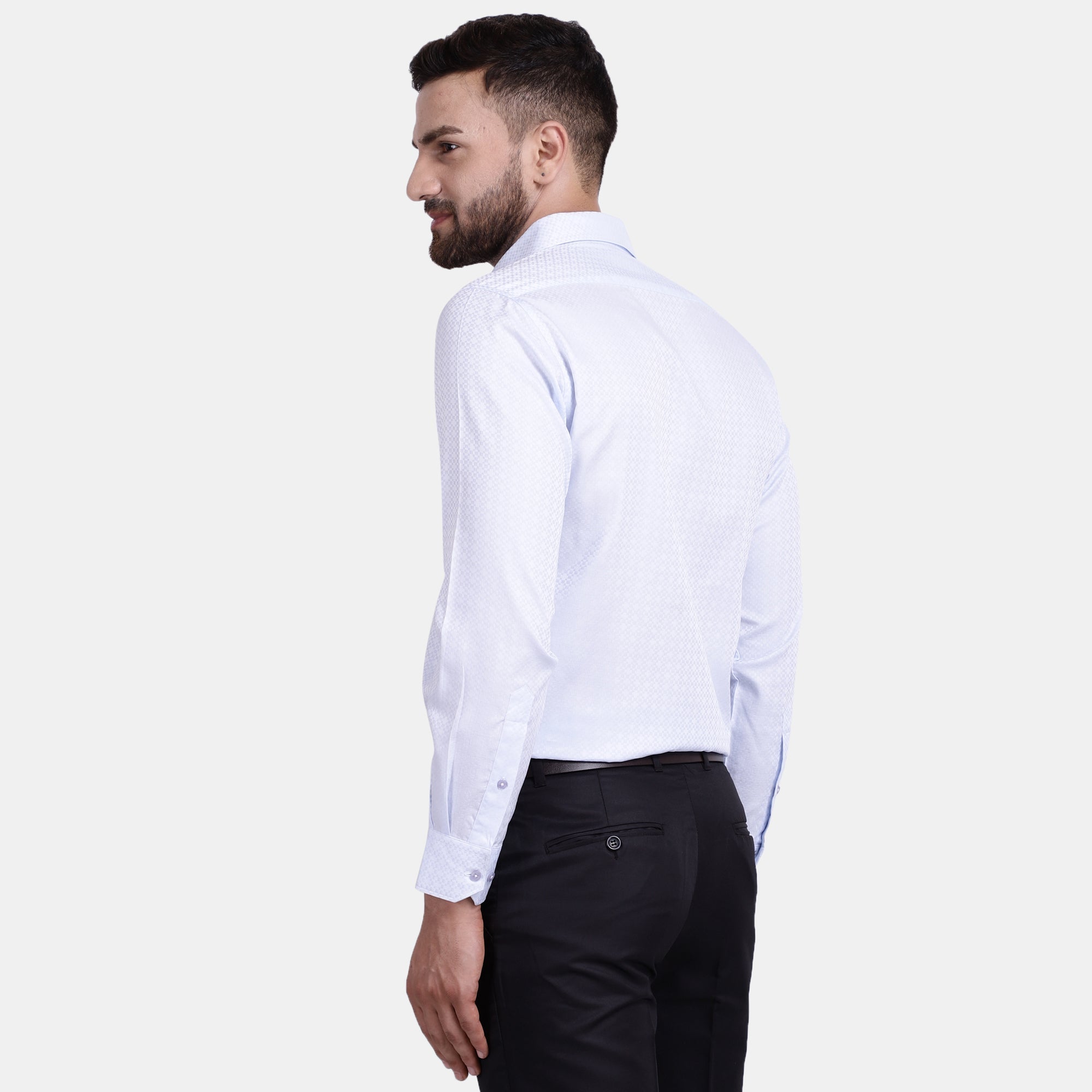 Men's Luthai Supima Mercerised Cotton Abstract Pattern with Satin Textured Jacquard Design Regular Fit Shirt
