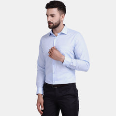 Men's Luthai Supima Mercerised Cotton Pin Stripe Checks Jacquard Design Regular Fit Shirt