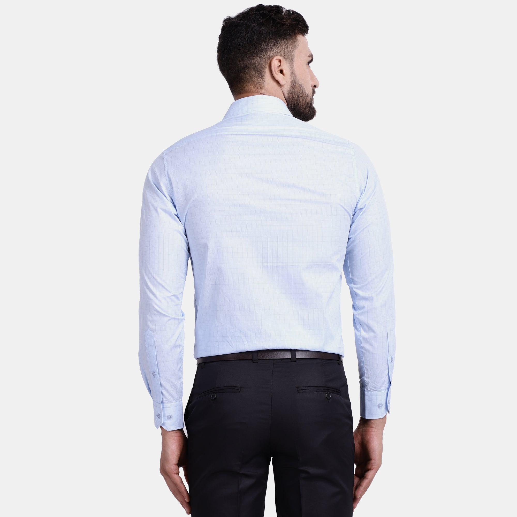 Men's Luthai Supima Mercerised Cotton Pin Stripe Checks Jacquard Design Regular Fit Shirt