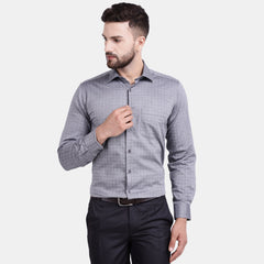 Men's Luthai Supima Mercerised Cotton Textured Check Jacquard Design Regular Fit Dress Shirt