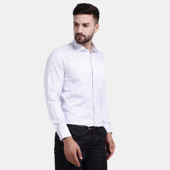 Men's Luthai Supima Mercerised Cotton Pin Stripe Jacquard Design Regular Fit Dress Shirt