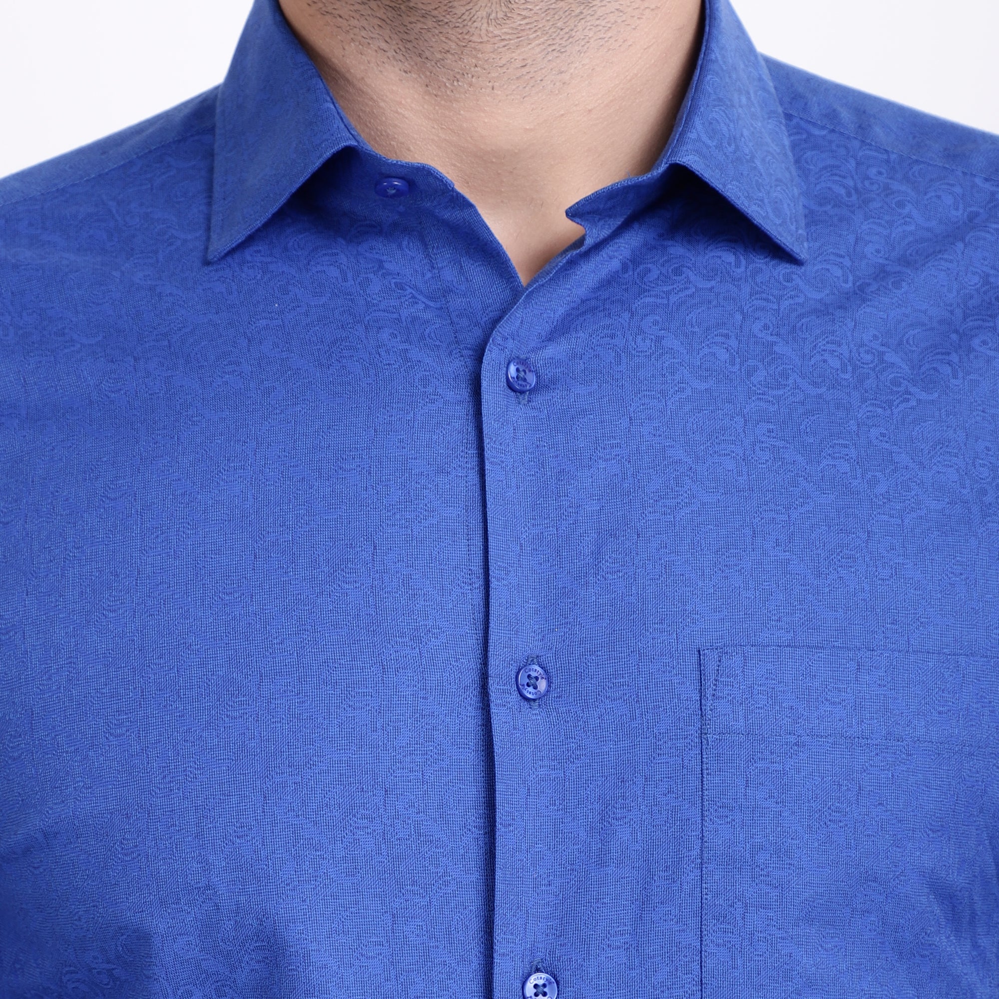 Men's Luthai Supima Mercerised Cotton Subtle Floral Textured Jacquard Design Regular Fit Shirt