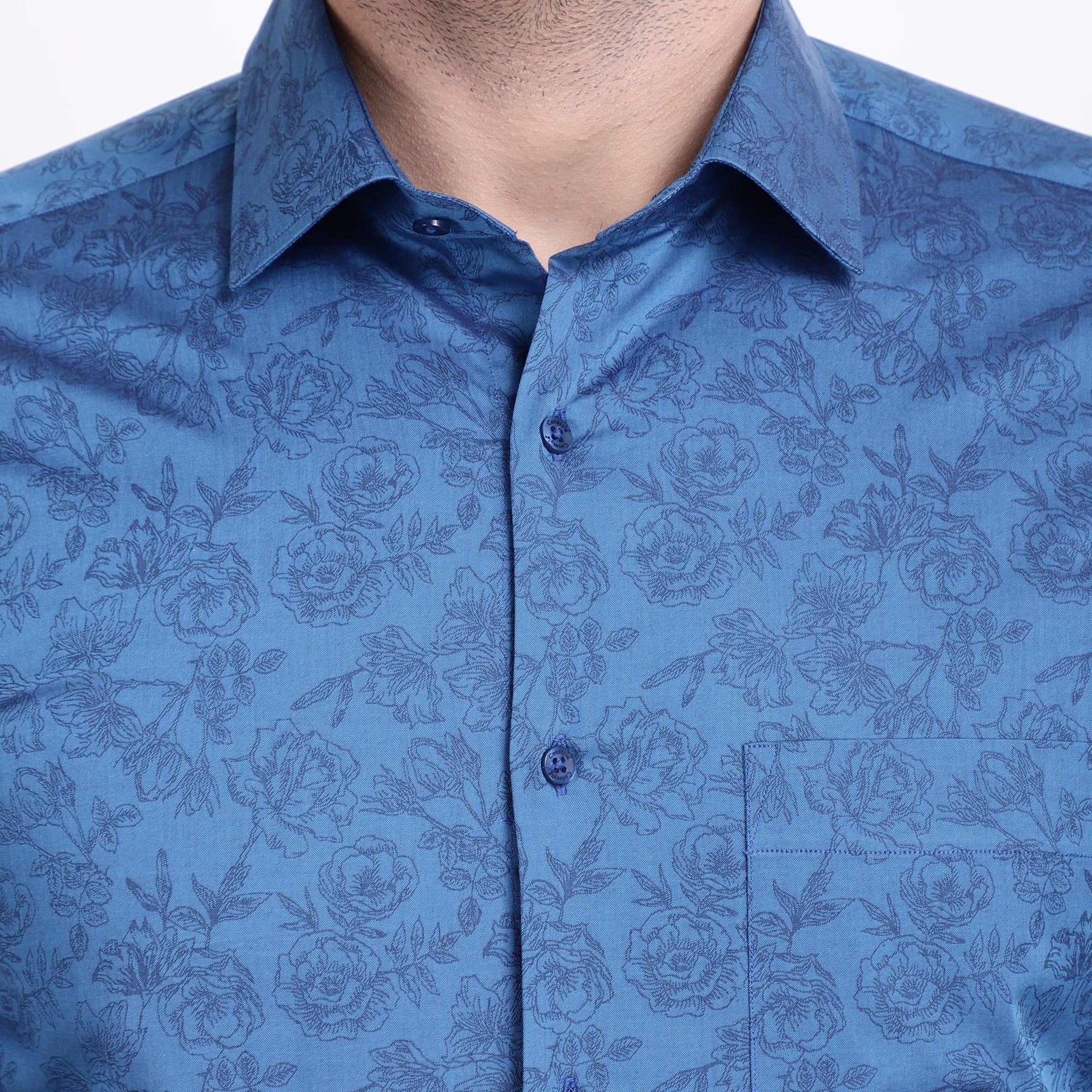 Men's Luthai Supima Mercerised Cotton Floral Jacquard Design Regular Fit Shirt