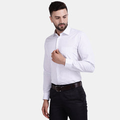 Men's Luthai Supima Mercerised Cotton Small Broken Stripe Jacquard Design Slim Fit Dress Shirt