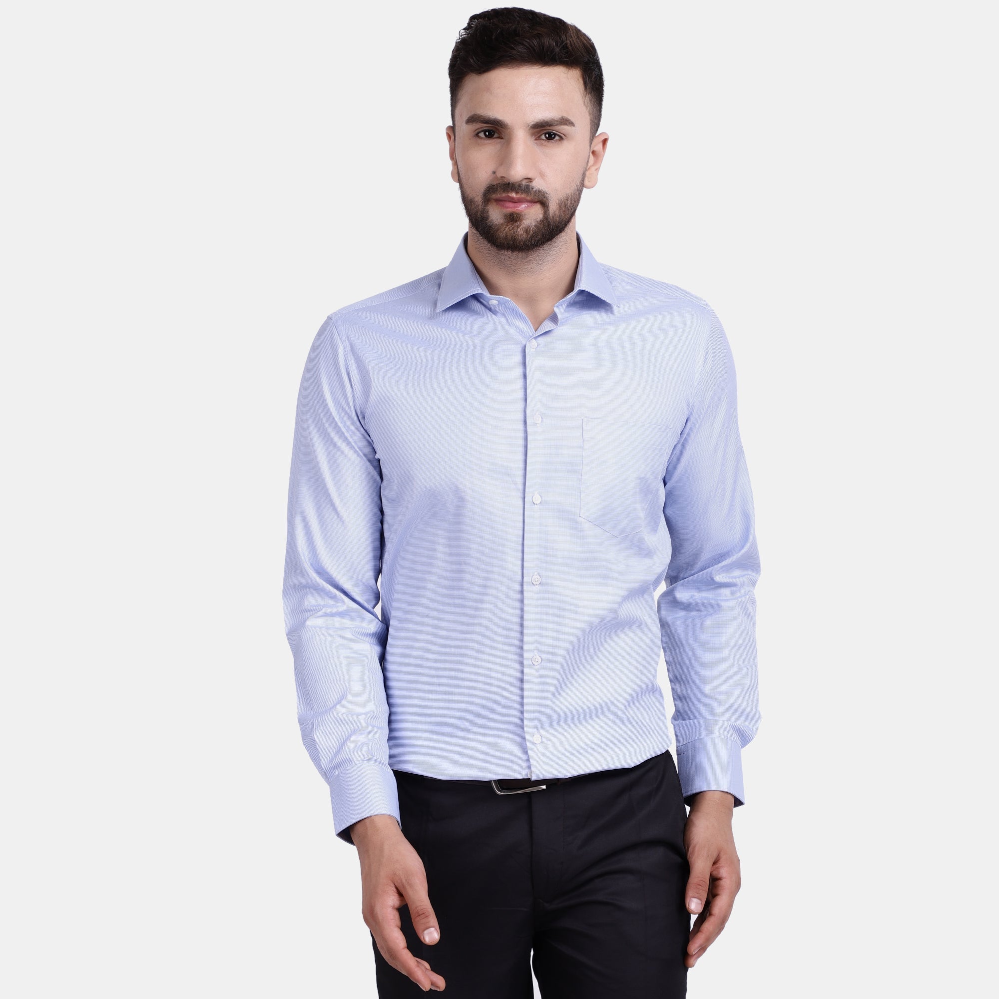 Men's Luthai Supima Mercerised Cotton Bitone Design Regular Fit Dress Shirt