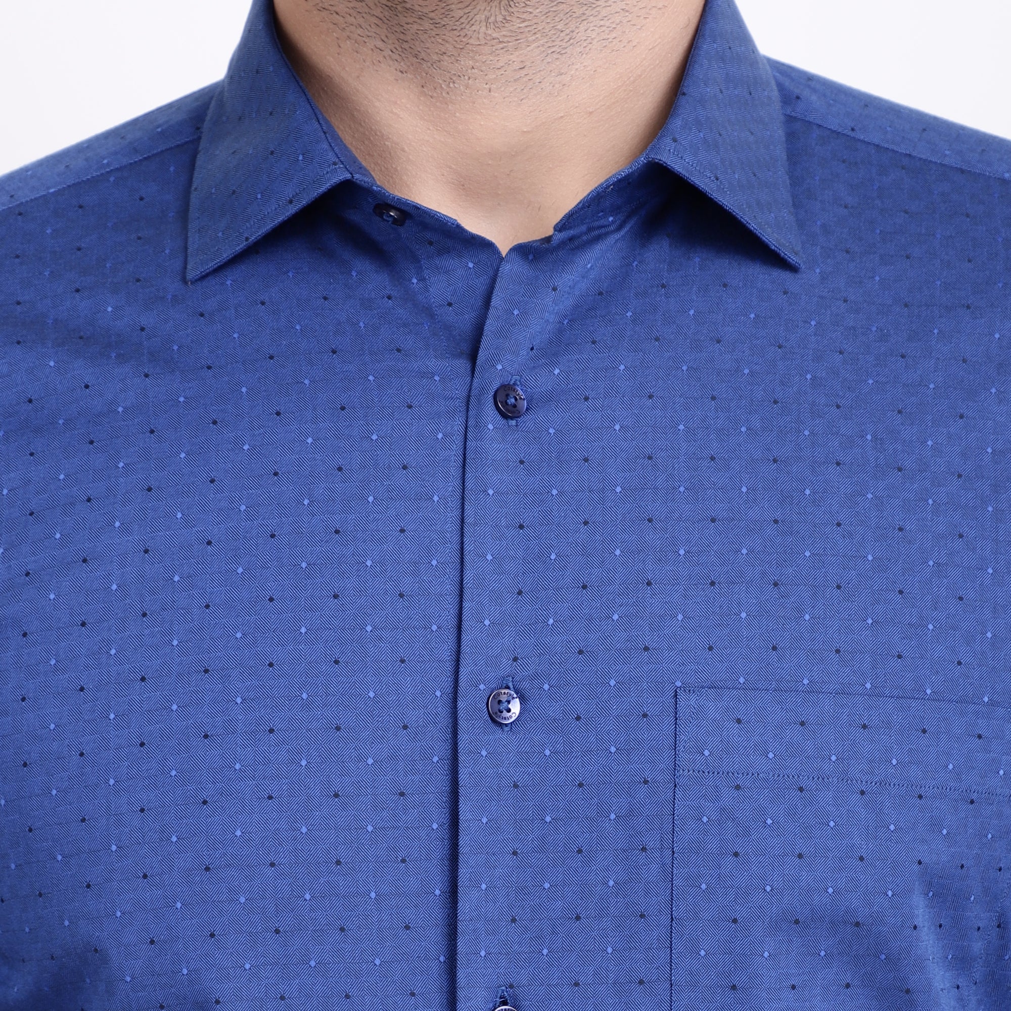 Men's Luthai Supima Mercerised Cotton Broken Herringbone Check Design Regular Fit Dress Shirt