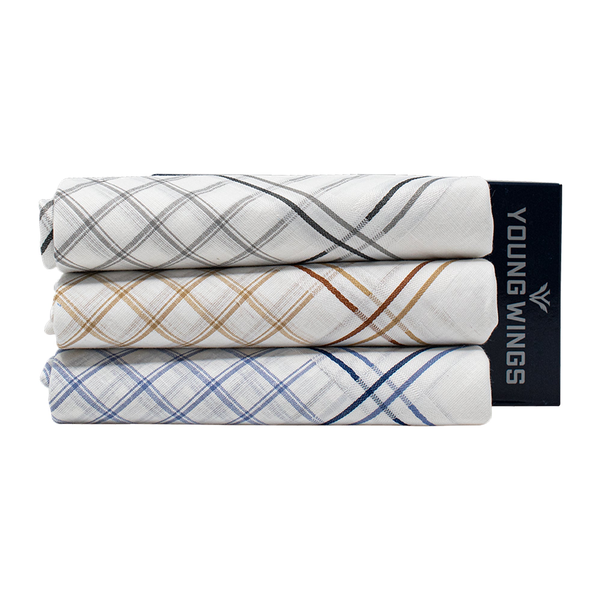 Men's Imerial Premium Cotton 3 Piece Handkerchief Set - White Stripe