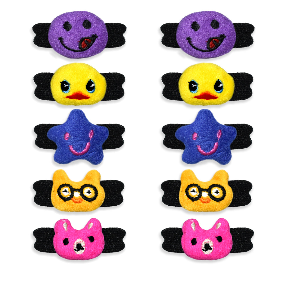 Fancy Hair Rubber Bands for Girls - Pack of 5 Pairs - Combo 1