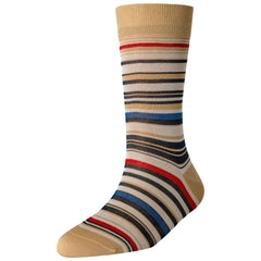 Men's Beige Multi Stripe Standard Length Socks