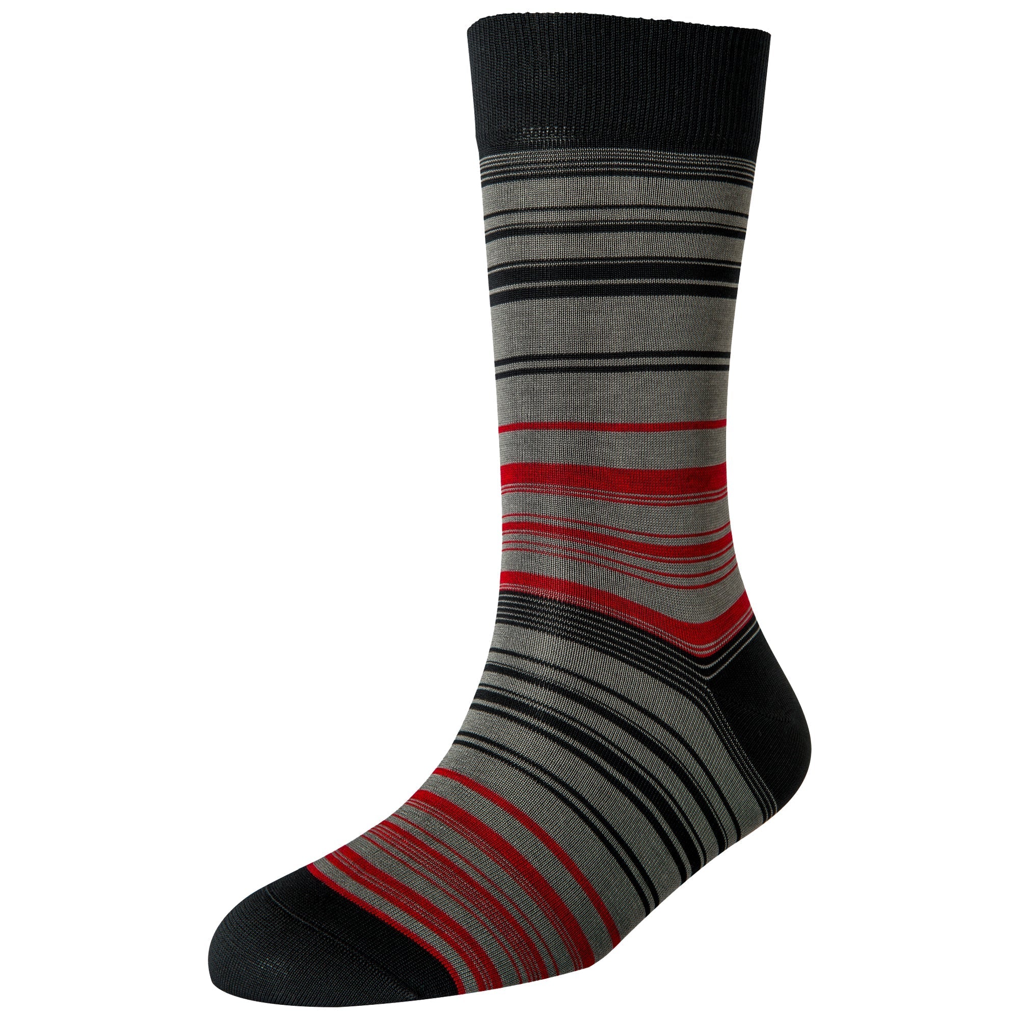 Men's Black Multi Stripe Standard Length Socks