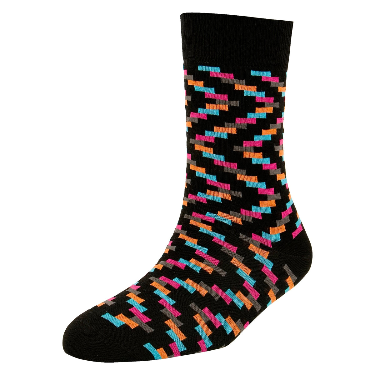 Men's High Fashion Coloured Rectangle Blocks Standard Length Socks