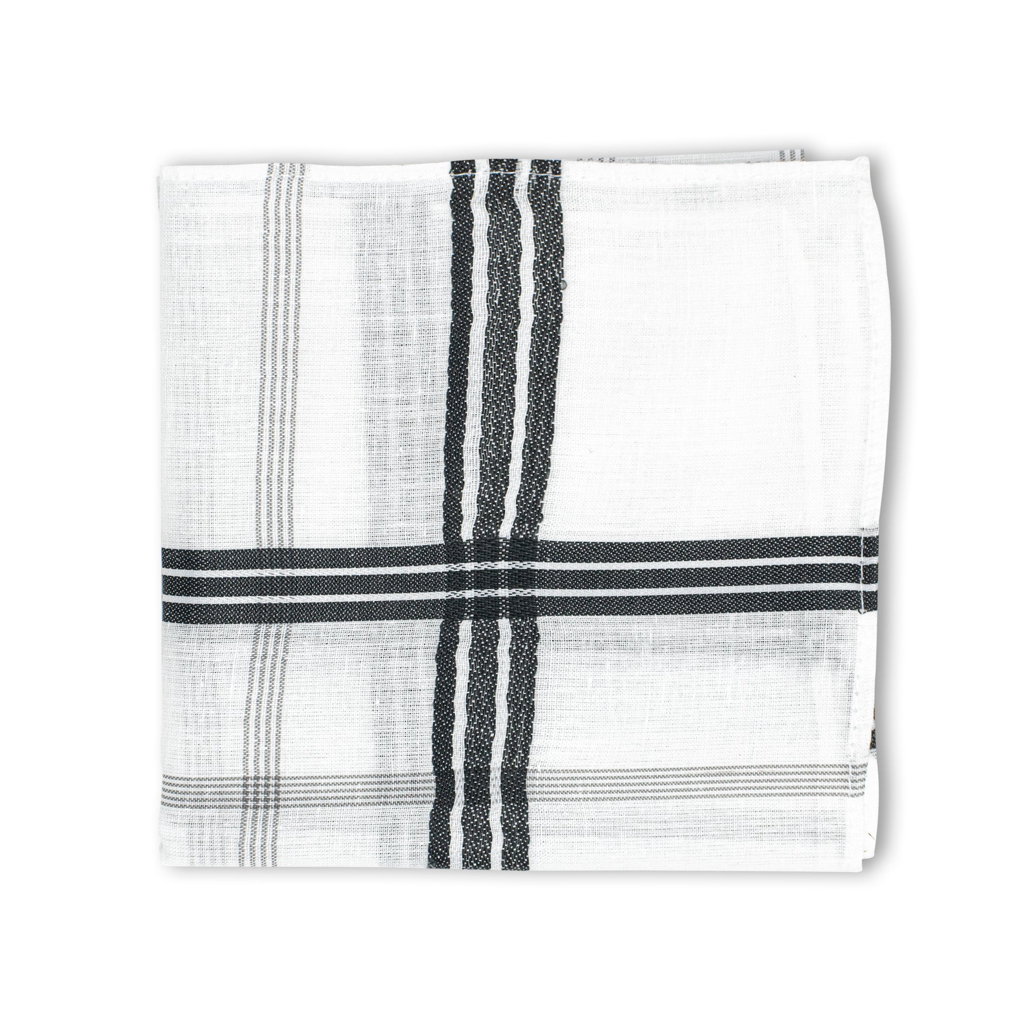 Men's Imerial Premium Cotton 3 Piece Handkerchief Set - White Stripe