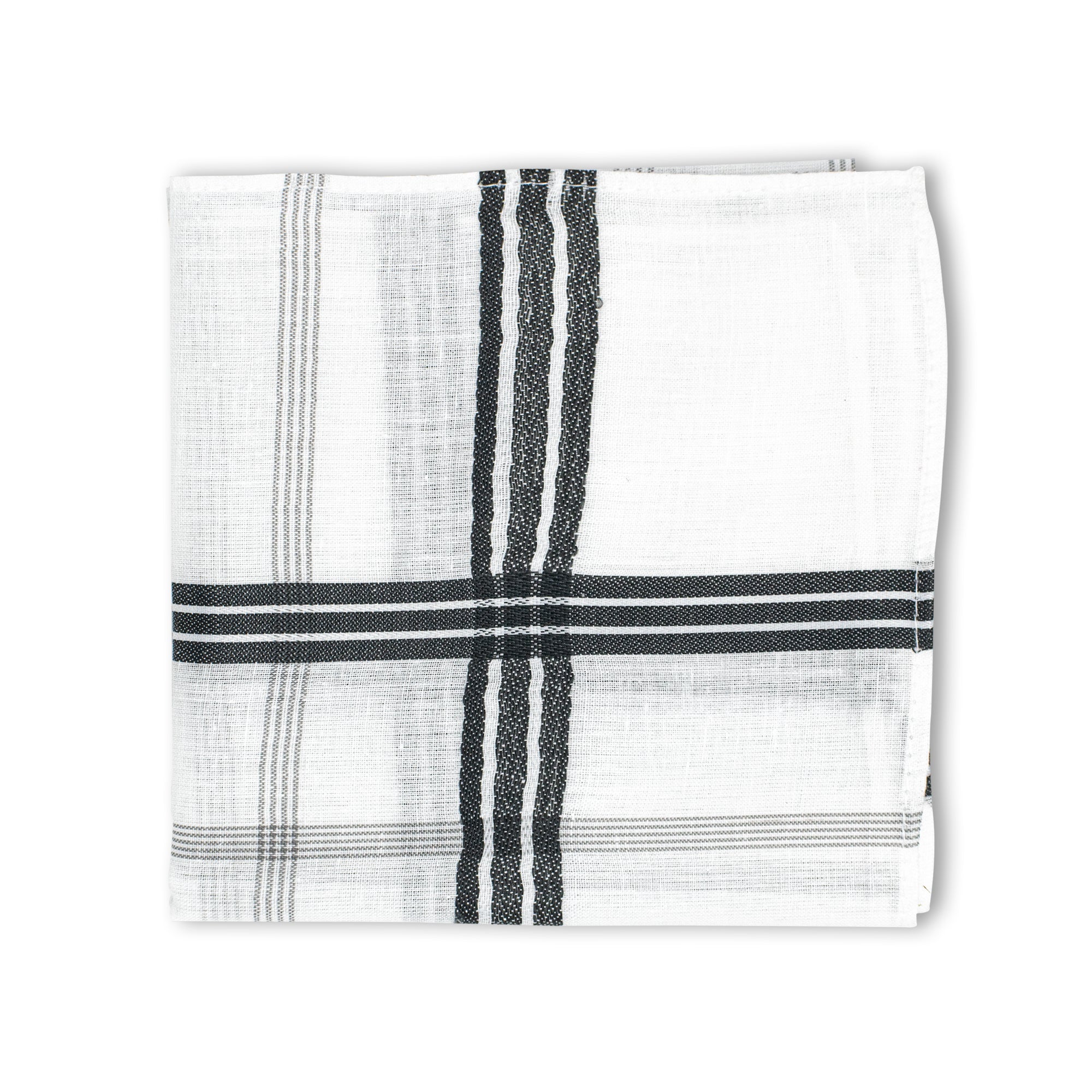 Men's Imerial Premium Cotton 6 Piece Handkerchief Set - White Stripe