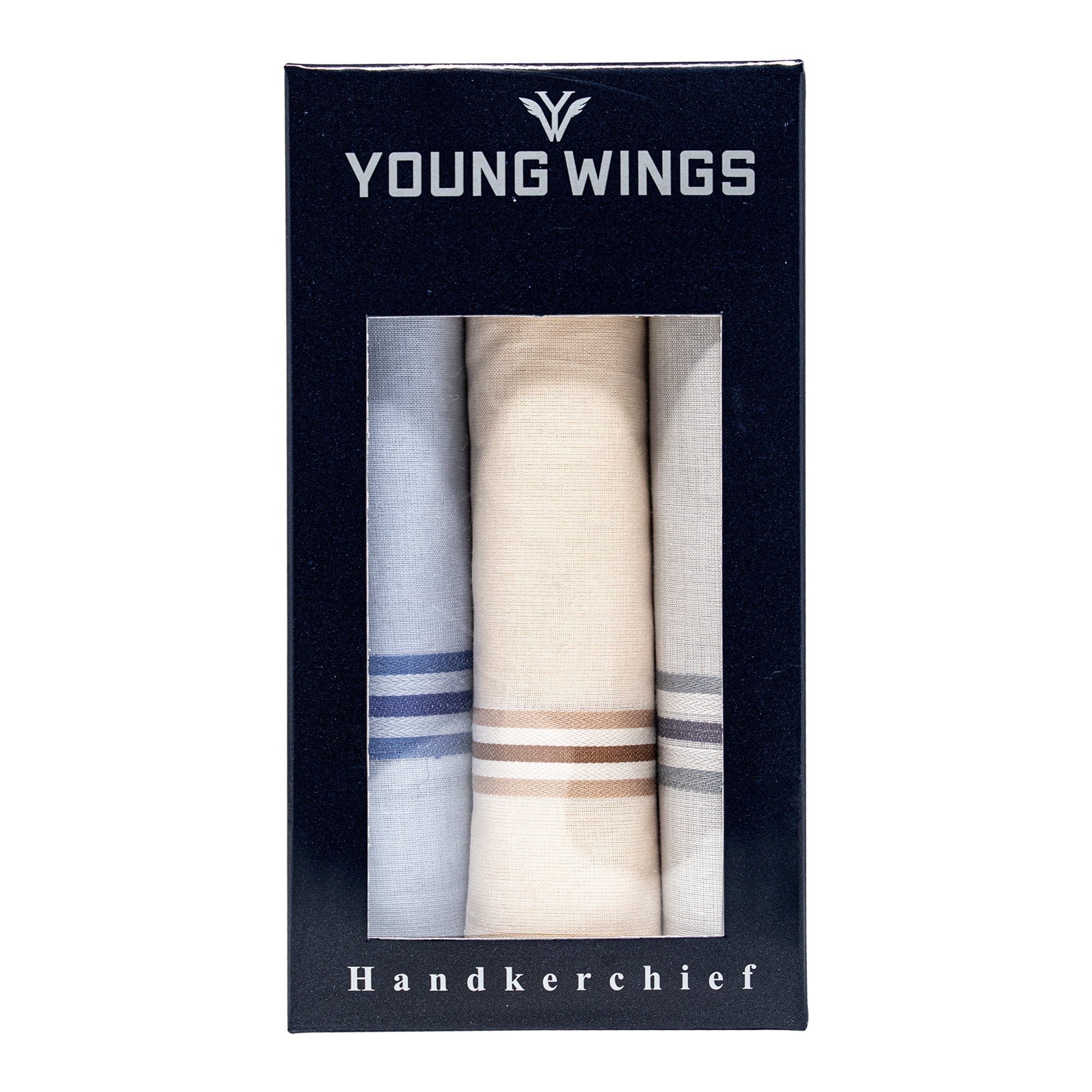 Men's Pristine Mercerised Cotton 3 Piece Handkerchief Set - Pastel Stripe