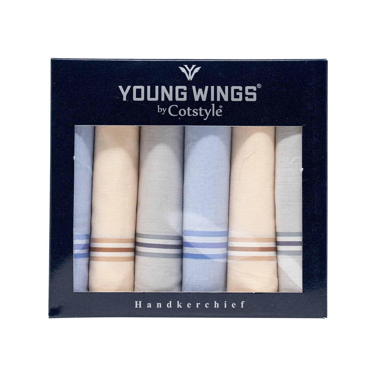 Men's Pristine Mercerised Cotton 6 Piece Handkerchief Set - Pastel Stripe