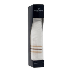 Men's Pristine Mercerised Cotton Handkerchief - White Stripe