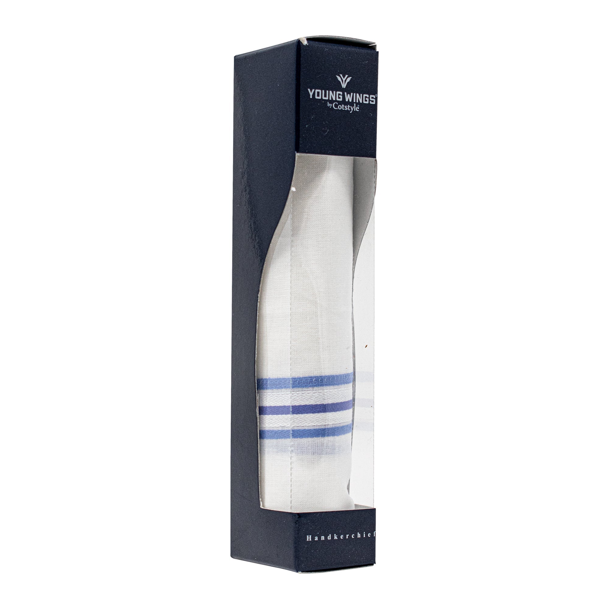 Men's Pristine Mercerised Cotton Handkerchief - White Stripe