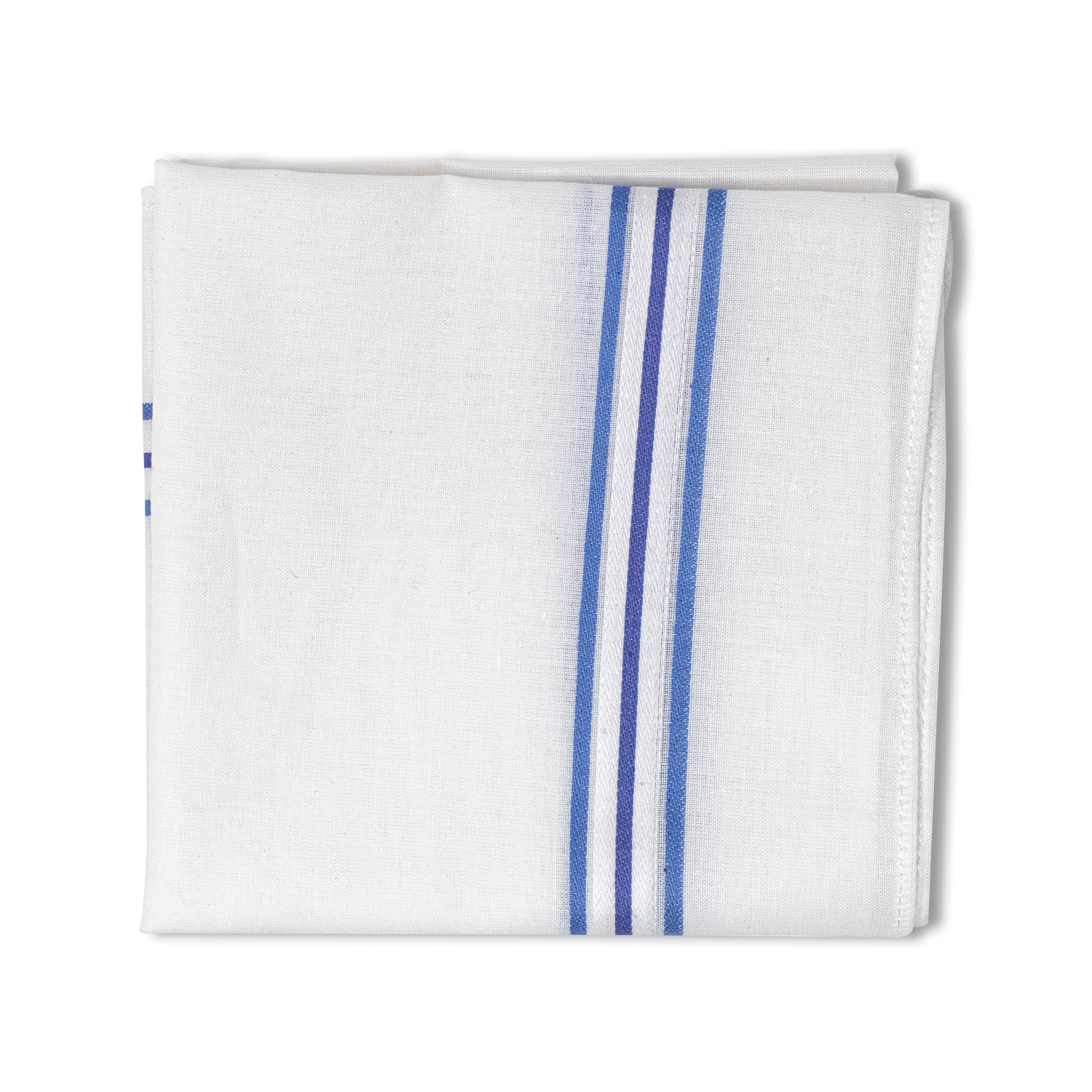 Men's Pristine Mercerised Cotton 6 Piece Handkerchief Set - White Stripe