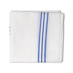 Men's Pristine Mercerised Cotton 3 Piece Handkerchief Set - White Stripe