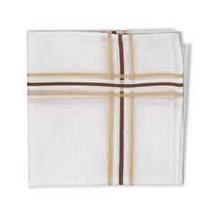 Men's Pristine Mercerised Cotton 3 Piece Handkerchief Set - White Stripe