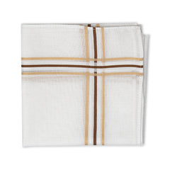 Men's Pristine Mercerised Cotton Handkerchief - White Stripe